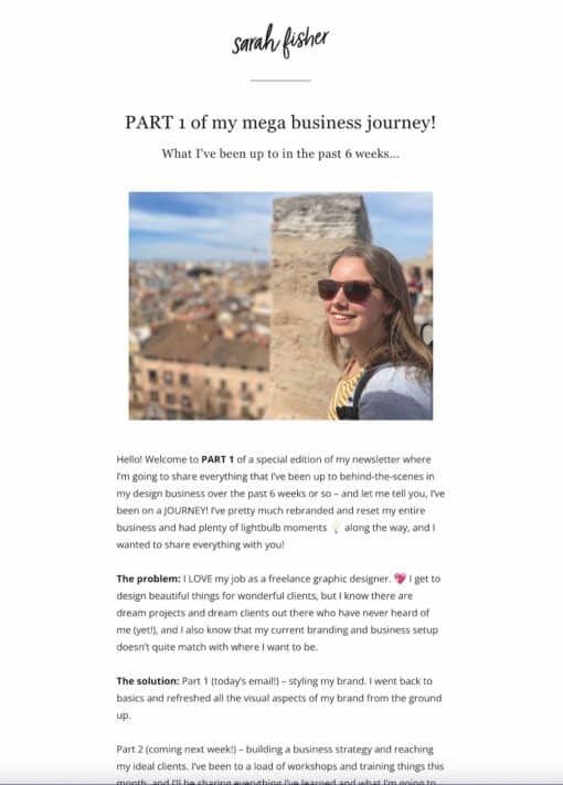 Newsletter von Sarah Fisher